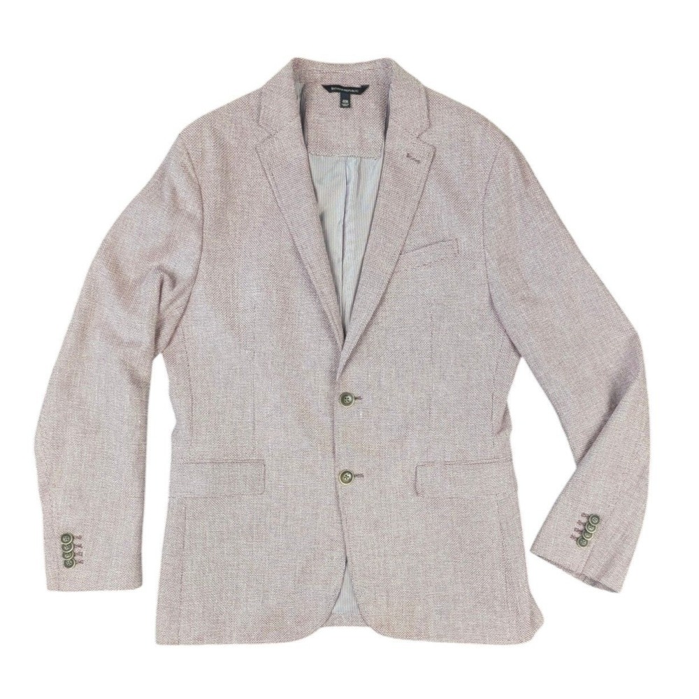 Banana Republic Mens 40R Blazer Red White Cotton Linen Italian Fabric Sport Coat